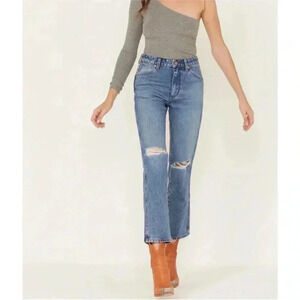 NWT Wrangler Wild West 603 High Rise Straight Jean Retro Mid Sz 25 X 28